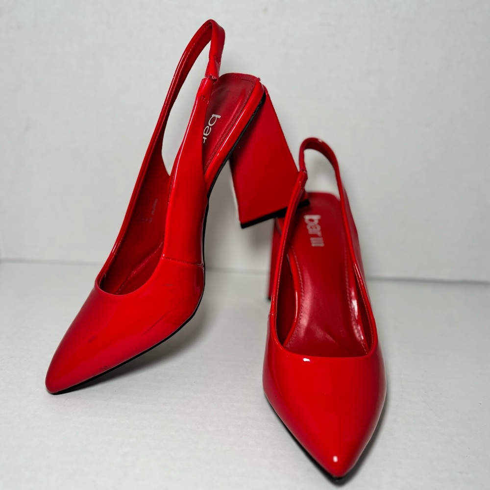 BAR III Women's Red Arrica Pointed Toe Sculpted Heel Slip On Slingback $80